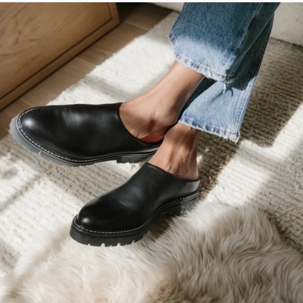 Jenni kayne the oiled leather slip on Lug mules